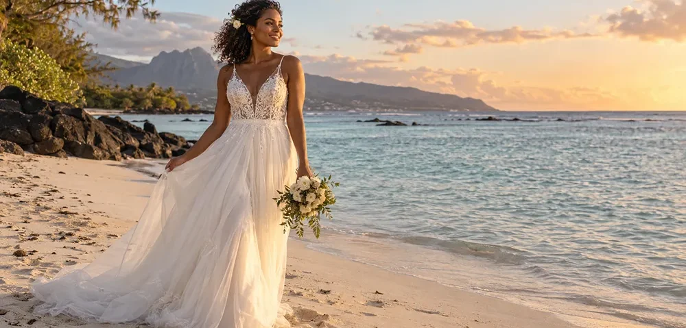 Choisir sa robe de mariée à La Réunion : sublime et à l&rsquo;aise sous les tropiques